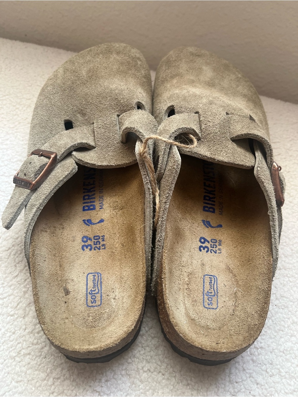 Birkenstock Suede Clog Mules in Taupe - Picture 3 of 5